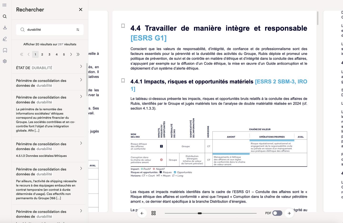 Digital report - Fonction de recherche du rapport Rubis